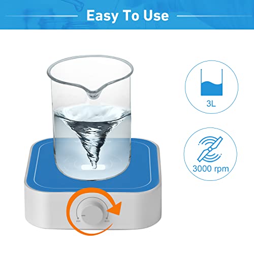 3000rpm Magnetic Stirrer Mixer with Stir Bar, Brushless DC Motor Max 3000ml Magnetic Stir Plate Mixer Blue-White（No Hot) - style: Blue-White-3000RPM Basic