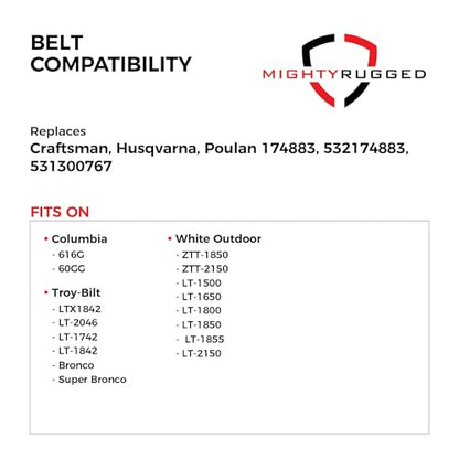 754-0497, 954-0497 PTO Drive Belt Replacement for Cub Cadet, Length 60.5", Heavy-Duty Aramid Cord Belt Replaces 954-3038, Scag 482171, 481461, Encore 523106 for LT1018 Troy Bilt LTX1842 LT2046 LT174 - size: 60.5" x 1/2"