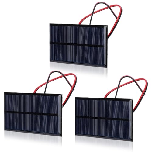 3pcs Mini Solar Panel DC 6V, Polysilicon Solar Cell Charger Module with 30cm Cable, 2.4x4.3inch
