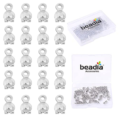 BEADIA Platinum Plated End Caps Non Tarnish 3x6mm 200pcs for Jewelry Making Findings - color: End Caps Platinum, size: 3x6mm
