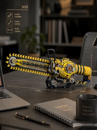 Mechanical Chainsaw Building Blocks Set - 19.7" Movable Tool Model
