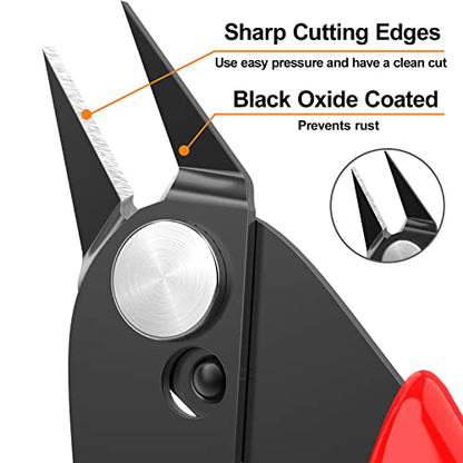 Small Wire Cutters 2-Pack Diagonal Flush Cutters 5" Red - color: Red ( 2 Pack )