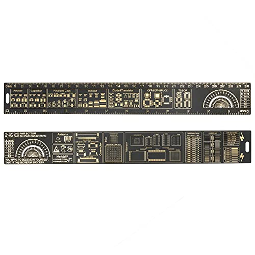 Mayata 3PCS/4PCS 15cm 20cm 25cm 30cm Multifunctional PCB Ruler Measuring Tool Resistor Capacitor Chip IC SMD Diode Transistor Package 180 Degrees (4pcs/lot)