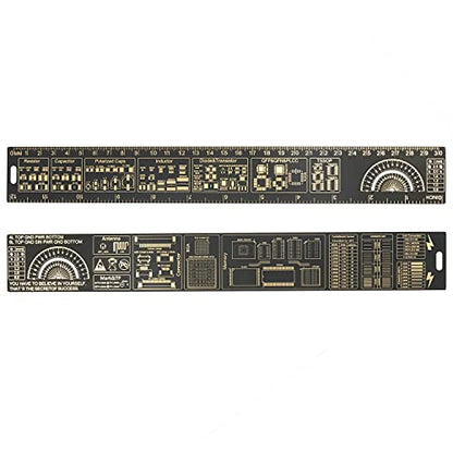 Mayata 3PCS/4PCS 15cm 20cm 25cm 30cm Multifunctional PCB Ruler Measuring Tool Resistor Capacitor Chip IC SMD Diode Transistor Package 180 Degrees (4pcs/lot)