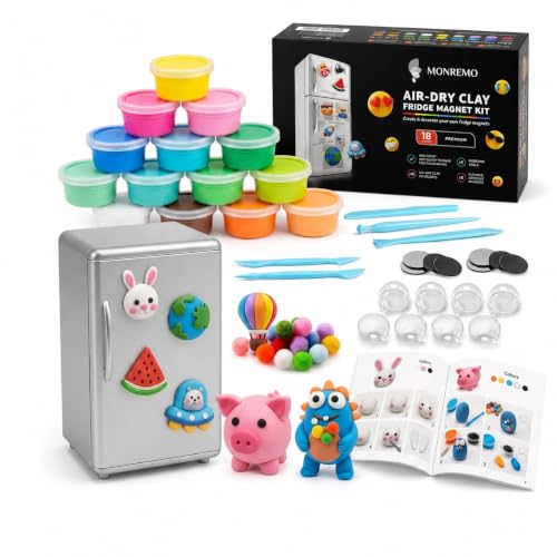 Air Dry Clay Magnet Making Kit for Kids, 18 Colors DIY Fridge Magnets