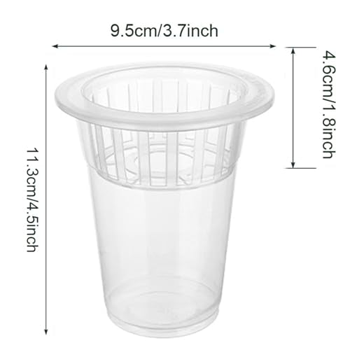 50 Pack Plastic Nursery Pots for Plants Terrarium Plant Propagation Station Tabletop Planting Vase with Hydroponic Baskets 4.5 In Clear Hydroponic Seed Pots for Indoor Plants Home Office Desktop Decor
