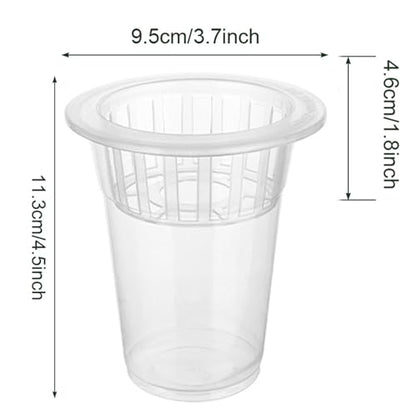 50 Pack Plastic Nursery Pots for Plants Terrarium Plant Propagation Station Tabletop Planting Vase with Hydroponic Baskets 4.5 In Clear Hydroponic Seed Pots for Indoor Plants Home Office Desktop Decor