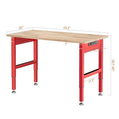 SPECRAFT Red Adjustable Heavy-Duty Workbench - color: Red, size: Standard/44"x20"