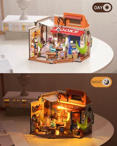 Rolife Bookstore DIY Miniature Dollhouse Kit Creative Gift for Adults - style: Corner Bookshop