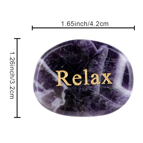 TGS Gems Set of 7 Chakra Stones - Reiki Healing Crystal with Engraved Inspirational Word Palm Stones(7 Different Words) - color: Ckl-bbs