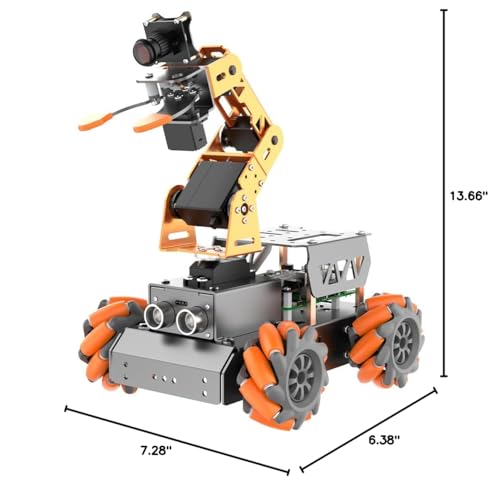 MasterPi 5DOF Robotic Arm for RaspberryPi 5 AI Vision Tracking Target Sorting Line Follow Open Source Programming Smart Robot Car Kit for Teen Adult STEM Educational Building Robot, RPi Not Included