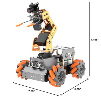 MasterPi 5DOF Robotic Arm for RaspberryPi 5 AI Vision Tracking Target Sorting Line Follow Open Source Programming Smart Robot Car Kit for Teen Adult STEM Educational Building Robot, RPi Not Included