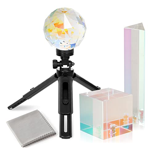 Meking 3Pcs Photography Crystal Prism with Mini Tripod - color: Coating style