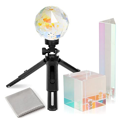 Meking 3Pcs Photography Crystal Prism with Mini Tripod - color: Coating style