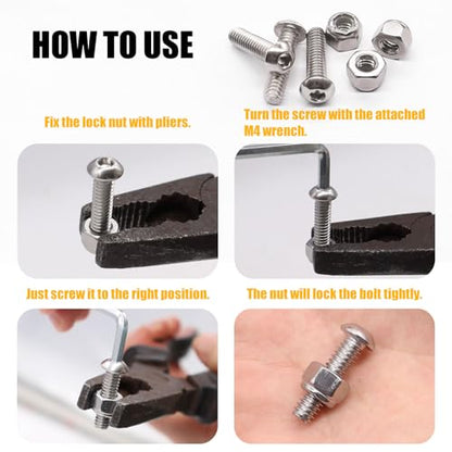 weideer 30pcs 1/4-20 x 3/4" Nuts and Bolts Kit, Stainless Steel 18-8 (304) Button Head Socket Cap Bolts,Nylon Insert Hex Lock Nuts with Hex Spanner K-196 - size: 1/4-20 x 3/4", style: Button Head Hex
