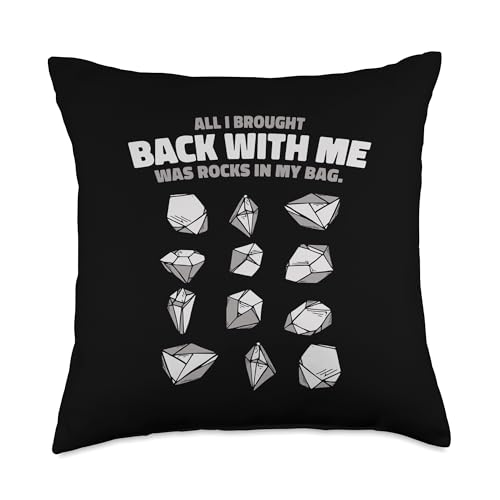 Best Rocks And Minerals Kit Guide Collection Gifts All Brought Back was Rocks in My Bag Mineral Collector Throw Pillow, 18x18, Multicolor - size: 18x18