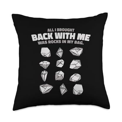 Best Rocks And Minerals Kit Guide Collection Gifts All Brought Back was Rocks in My Bag Mineral Collector Throw Pillow, 18x18, Multicolor - size: 18x18