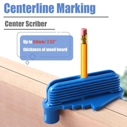 Mesee 2-Piece Center Scriber Set - Line Scribe Marking Tool for Woodworking - Offset Marking Center Finder Positioner - British System Carpentry Positioning Gauge - Fits Standard Wooden Pencils