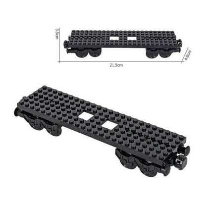 MOC City Creative Building Set – Train Base Wheels, Low-Loader Truck & Railway Tracks DIY Kit (Compatible with Technical Parts 92339, 92088, 4025) (2PCS Train Base) - style: 2PCS Train Base