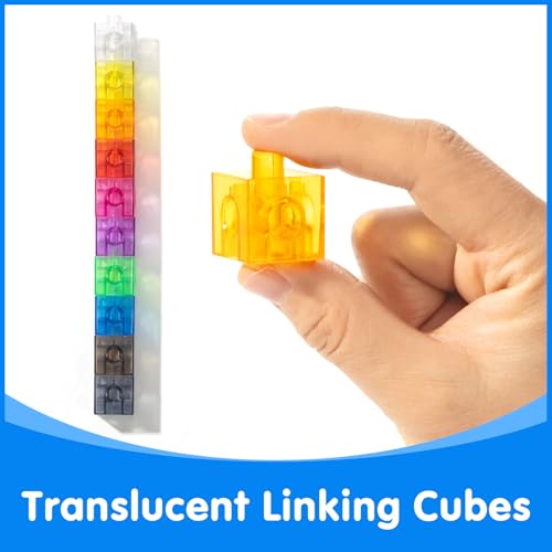 100 Pcs Translucent Linking Cubes – Light Table Manipulatives - color: Translucent Linking Cubes