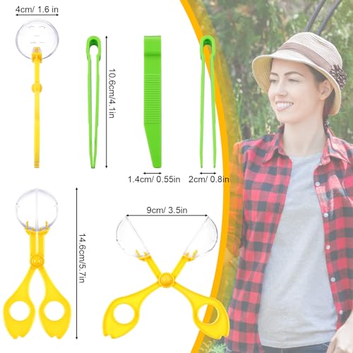 Mudder 12 Pcs Sensory Bin Tools, 6 Bug Catching Tweezers & 6 Scoopers, Hands Fine Motor Tool Set, Fine Motor Skills Toys Backyard Explorer Outdoor Tool Nature Exploration Observation