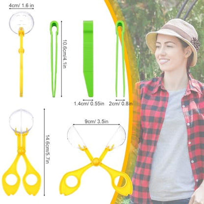 Mudder 12 Pcs Sensory Bin Tools, 6 Bug Catching Tweezers & 6 Scoopers, Hands Fine Motor Tool Set, Fine Motor Skills Toys Backyard Explorer Outdoor Tool Nature Exploration Observation