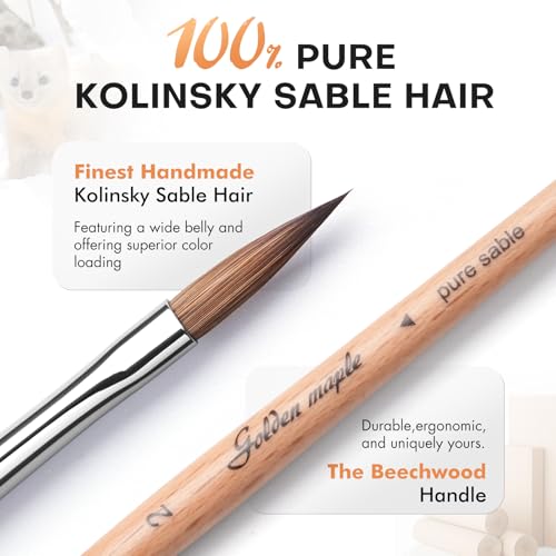 Golden Maple Kolinsky Sable Miniature Paint Brushes Arrow Point - size: WC32 Arrow Point