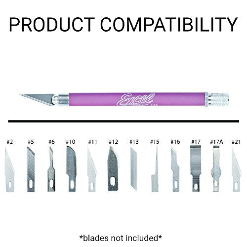 Soft Grip Hobby Knife, Excel Blades K18 with Safety Cap, American Made Light Duty Craft Knife (Purple) - color: Purple (1)