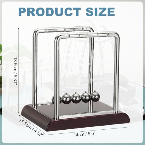 PATIKIL Newtons Cradle, Newton's Cradle Pendulum 5 Balance Balls Desk Toys Gravity Ball Cool Funny for Physics Toys Adults Science Men Office Desk Decor Home Gift, Red, M - color: Red, size: Medium