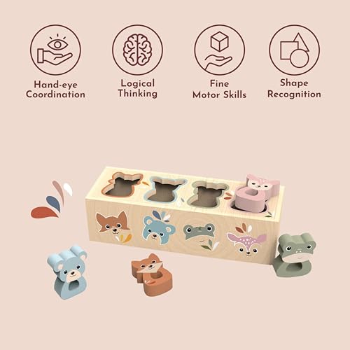 SPEEDY MONKEY Wooden Animal Shape Box | Kids Shape Sorter Toy Pretend Play - color: Shape Box