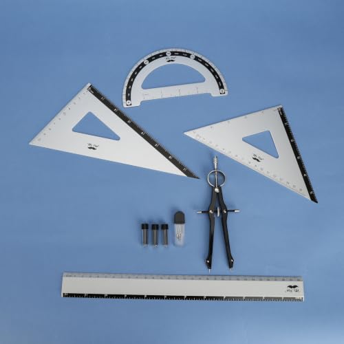 Mr. Pen- Metal Geometry Set, 9 pcs, Compass, 6" Protractor, 12" Ruler