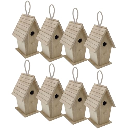 Make Market 8.5" Wood Birdhouse - Unfinished Birdhouse Made of 100% Wood, Outdoor Nesting Boxes - Bulk 8 Pack