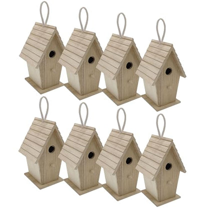Make Market 8.5" Wood Birdhouse - Unfinished Birdhouse Made of 100% Wood, Outdoor Nesting Boxes - Bulk 8 Pack