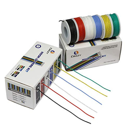 CBAZY™ Hook up Wire Kit (Stranded Wire Kit) 28 Gauge Flexible Silicone Rubber Electric Wire 6 Colors 32.8 feet Each 28 AWG - size: 28AWG