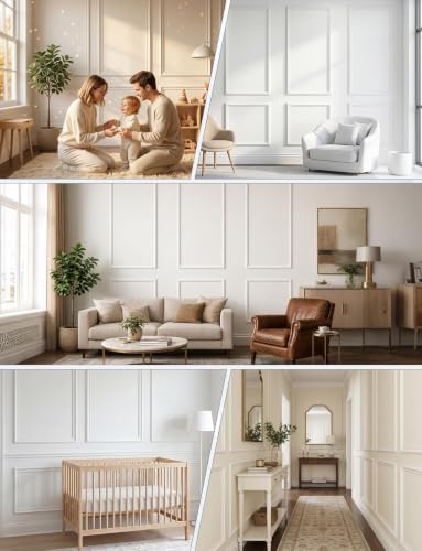 Peel and Stick Wall Molding Kit, 3 Set Pre-Cut Wainscoting Panels, 24x54in