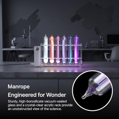 Rare Gas Glow Demonstration Set, 6 Noble Gases (he, Ne, Ar, Kr,xe,n2), with Motorized Stand,for Physics Spectroscopy Education, Desktop Collection & Science Ornament
