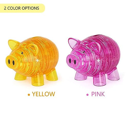 3D Crystal Pig Puzzle, Functions as a Piggy Bank, Crystal Puzzle Brainteasers for Puzzlers Ages 16 and Up, 94 PCS (Yellow) - color: Yellow-pig