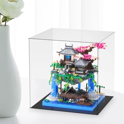 Cherry Blossom Treehouse Micro Mini Building Block Sets with Acrylic Display Box Japanese Bonsai Tree Peach Blossom Pool Architecture Building Model Toy Gift for Adults 2500 Pieces - color: Brown02