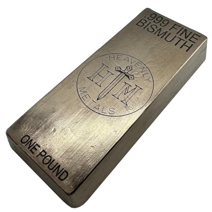 1 Pound 99.9% Pure Bismuth Hand Poured Metal Bullion Bar Ingot – Collectible Element for Display, Science Experiments, Crystal Growing or Paperweight - color: Silver