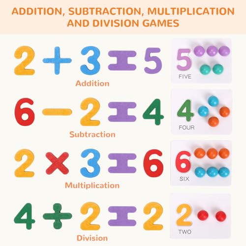 Wooden Peg Board Bead Game, Montessori Arithmetic Math Toy Set