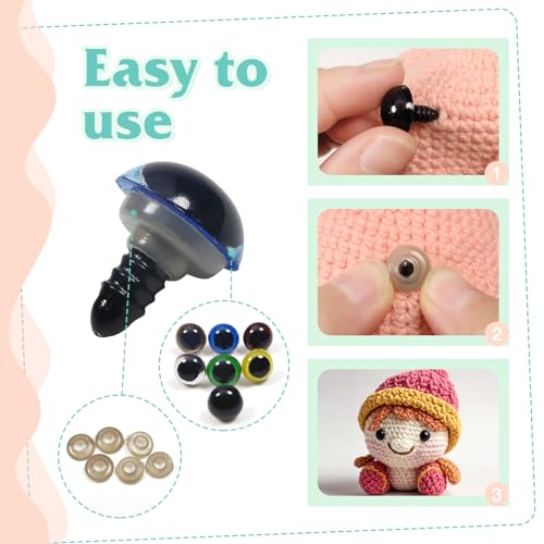 TOAOB 140pcs 14mm Colorful Plastic Safety Eyes Craft Eyes with Washers for Stuffed Animals Amigurumis Crochet Bears Dolls Making - size: 14mm