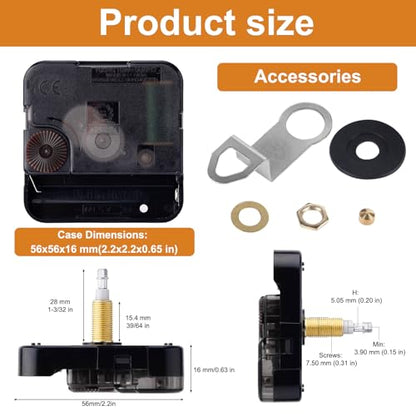 Quartz Clock 12888 Movement Replacement Set, Wall Clocks Mechanism Battery Operated Repair Parts Kit for Wall Clock Without Second Hand Motor Repair Parts - size: Thread length 39/64 inches