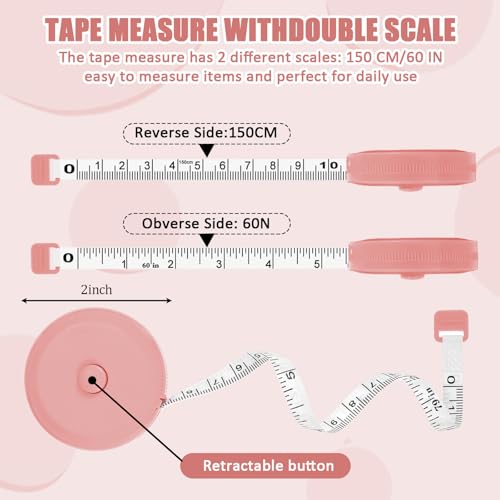 Soft Tape Measure for Body Fabric Sewing Tailor Cloth Knitting Craft Measurements, 59 Inch Portable Measuring Tool, Pink - color: Pink