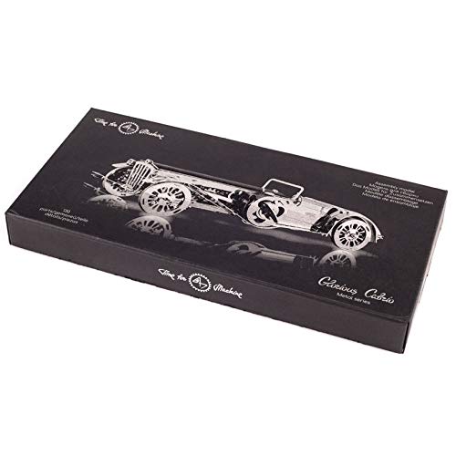 Model Car Kit 3D Model kit Glorious Cabrio2 - Moving Wind-Up Retro Car Collectible | 3D Puzzle for Adults - Metal DIY Kit | DIY Construction Set of a Vintage Car