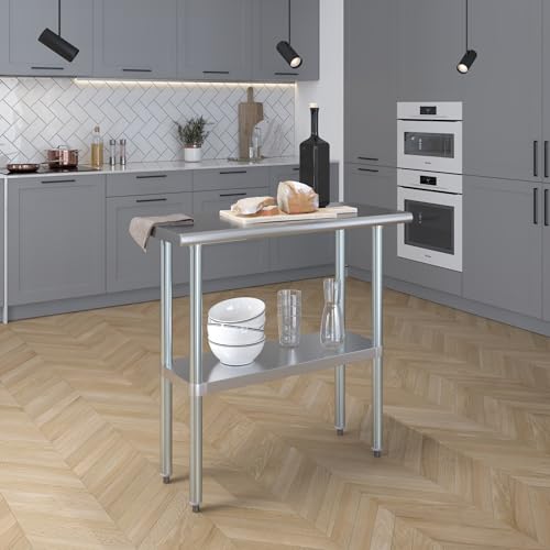 AmGood 16 in. x 36 in. Stainless Steel Work Table | Metal Kitchen Food Prep Table | NSF - size: 36 in. Long x 16 in. Deep without Wheels