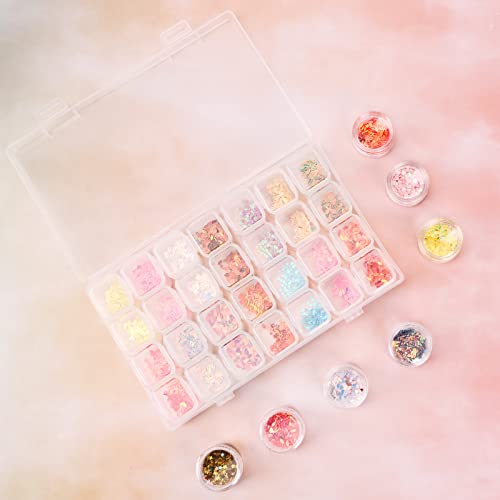 Gem Organizer, Segbeauty Clear Bead Container 28 Compartments with Secure Lids, Removable Tiny Jewelry Storage Box, Transparent Jewelry Organizer for Seeds Craft Making Accessories - size: 28 Count (Pack of 1)