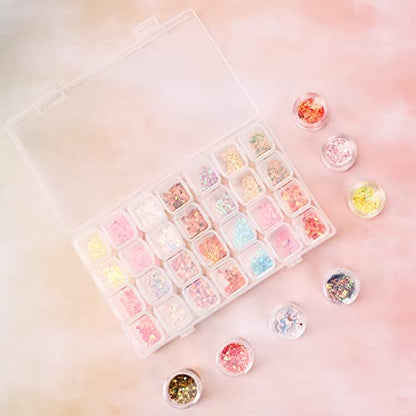 Gem Organizer, Segbeauty Clear Bead Container 28 Compartments with Secure Lids, Removable Tiny Jewelry Storage Box, Transparent Jewelry Organizer for Seeds Craft Making Accessories - size: 28 Count (Pack of 1)