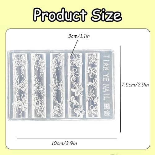 1 Pcs Silicone Nail Molds 3D Gel Nail Art Molds Flowers Nail Art Molds Various Shapes Design Embossed Silicone Mold Making DIY Flower Carved Template Blossom Nails Mold Carving Mould for Women - color: Styl 2