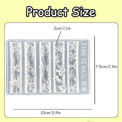 1 Pcs Silicone Nail Molds 3D Gel Nail Art Molds Flowers Nail Art Molds Various Shapes Design Embossed Silicone Mold Making DIY Flower Carved Template Blossom Nails Mold Carving Mould for Women - color: Styl 2