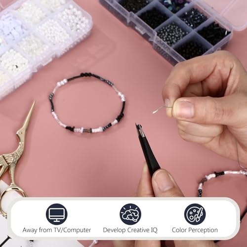 Norme 2 Sets Glass Seed Beads and Loose Sequins Kit Loose Beads for Jewelry Making DIY Crafts Felt Kits Embroidery Bracelets and Necklaces 20 Colors(Black, White) - color: Black, White